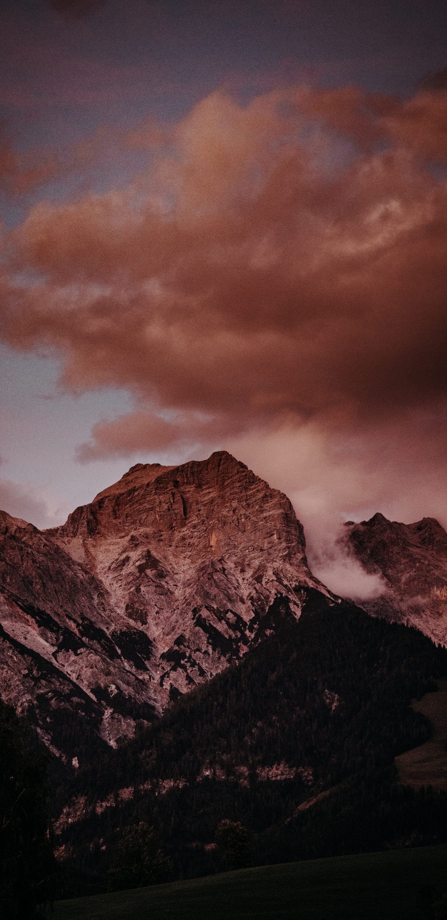 Обои гора, горный рельеф, восход солнца, Мария-Альм, природа в разрешении 1440x2960