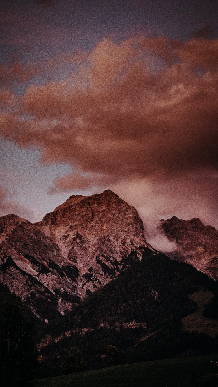 Обои гора, горный рельеф, восход солнца, Мария-Альм, природа в разрешении 750x1334