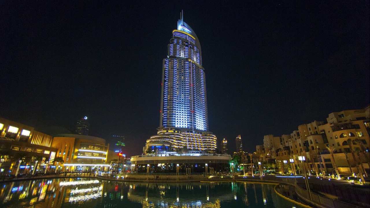 Обои Дубай Марина, небоскреб, ориентир, вышка, ночь в разрешении 1280x720