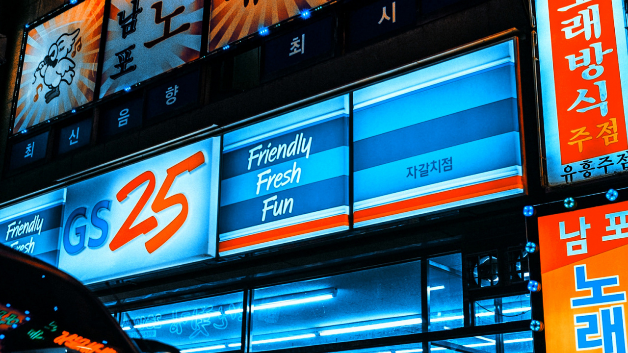 Обои освещение, здание, электронные табло, вывеска, Реклама в разрешении 1280x720