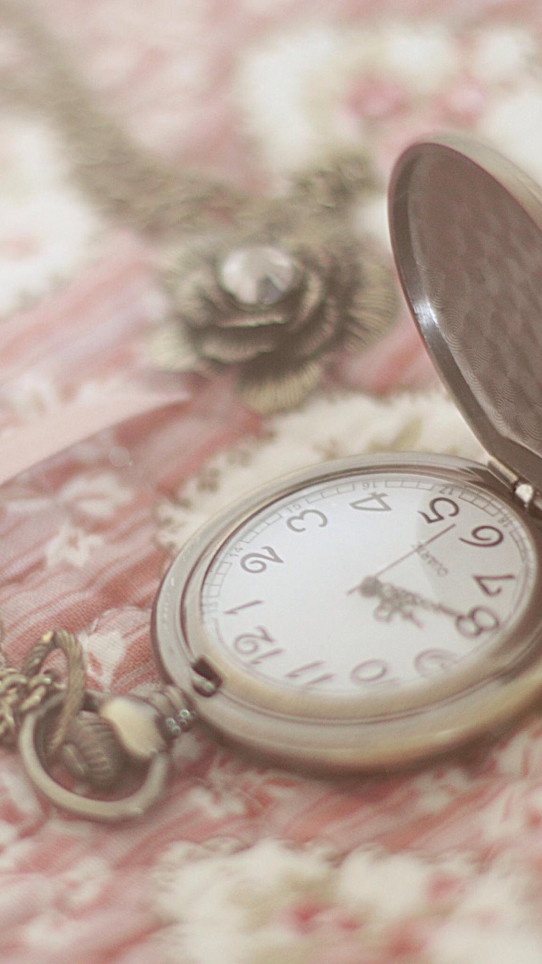 Обои часы, розовый, карманные часы, модный аксессуар, персик в разрешении 1080x1920