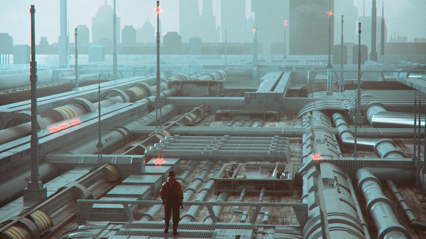 Обои город, городской район, артист, концепт арт, Империи Внутрь в разрешении 1366x768