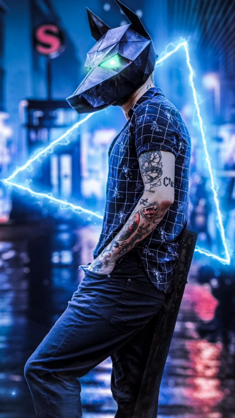 Обои неоновый человек, такая шлюха, пурпур, свет, музыкант в разрешении 750x1334