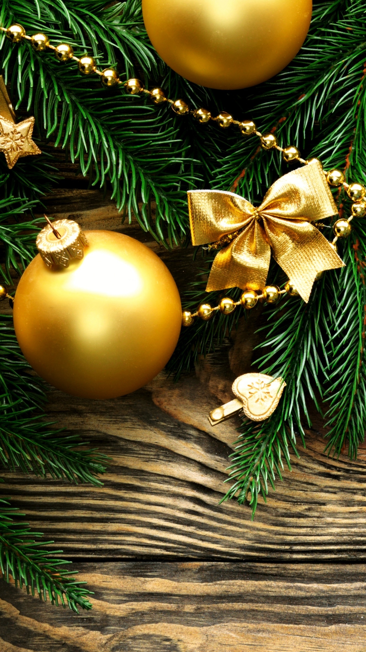 Обои Рождественский день, рождественский орнамент, Новый год, Рождественские украшения, елка в разрешении 1440x2560