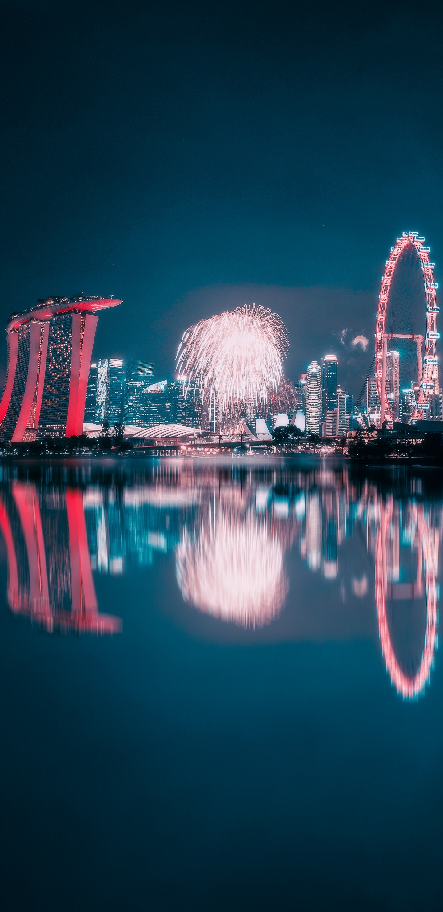 Обои Ночной Сингапур в разрешении 1440x2960