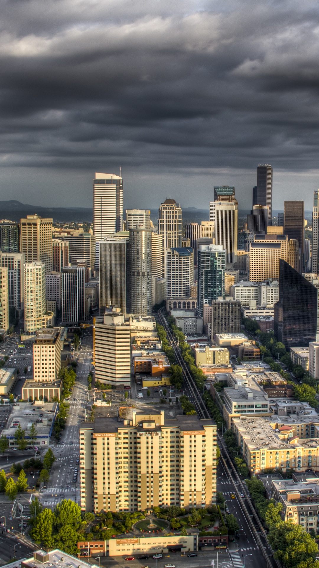 Обои Сиэтл, городской пейзаж, город, городской район, метрополия в разрешении 1080x1920