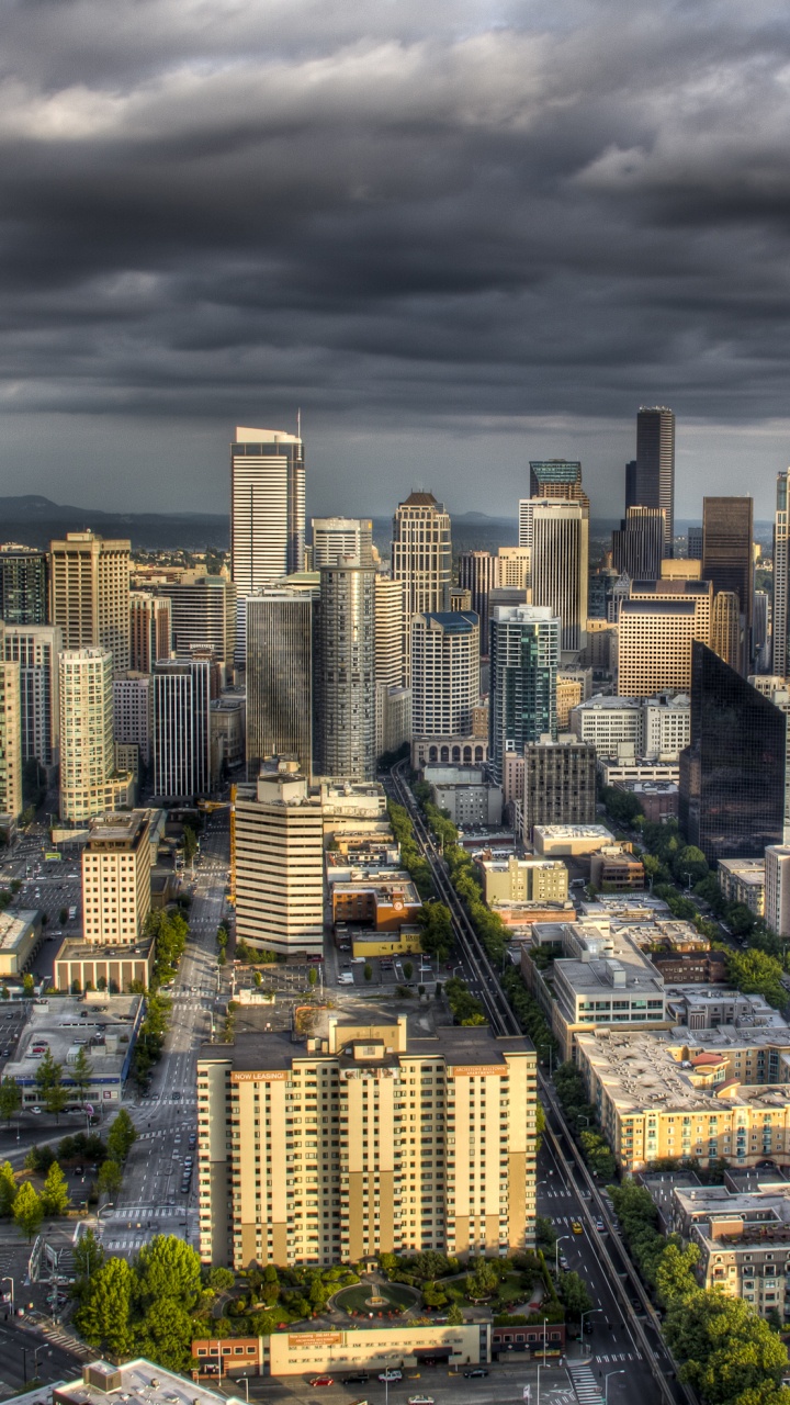 Обои Сиэтл, городской пейзаж, город, городской район, метрополия в разрешении 720x1280