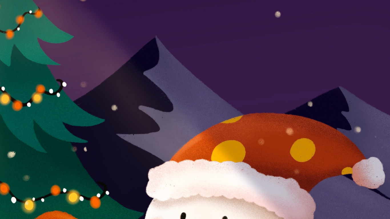 Обои Снеговик, Рождественский день, мультфильм, арт, мир в разрешении 1366x768