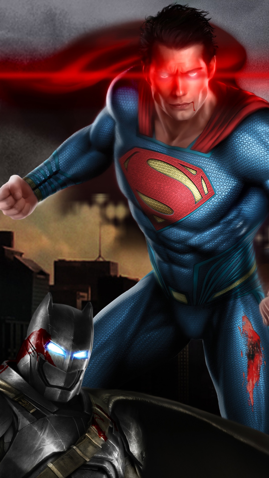 Обои Бэтмен, Супермен, арт, супергерой, артист в разрешении 1080x1920