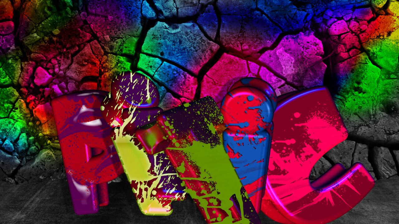 Обои граффити, красный цвет, красочность, психоделическое искусство, графический дизайн в разрешении 1280x720