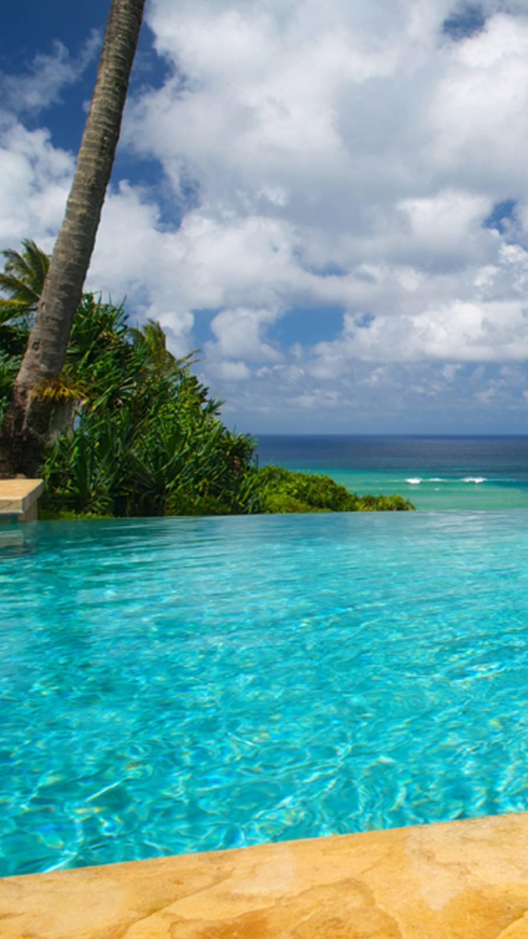 Обои плавательный бассейн, прибежище, море, Карибский бассейн, досуг в разрешении 750x1334