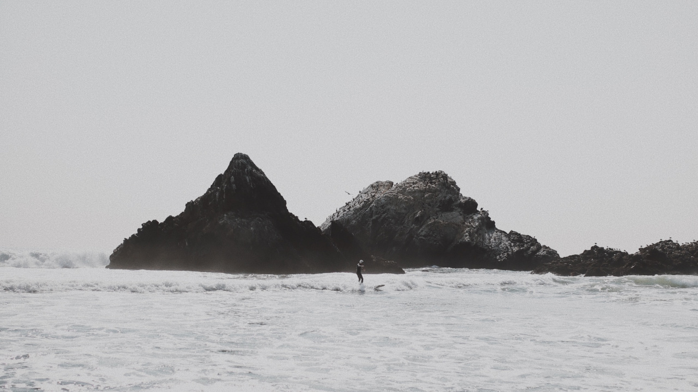 Обои пляж, море, океан, мыс, рок в разрешении 1366x768