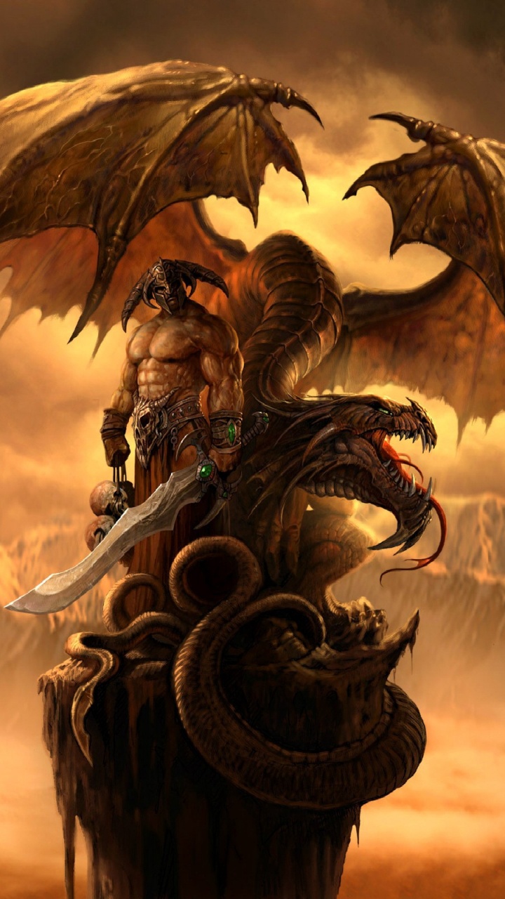 Обои подземелья драконов, дракон, фэнтези, фантастическое искусство, мифическое существо в разрешении 720x1280