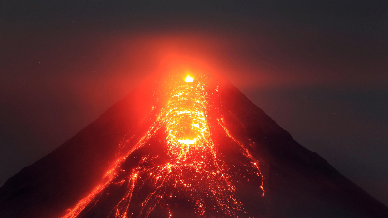 Обои вулкан Майон, Легаспи, вулкан, лава, типы вулканических извержений в разрешении 1280x720