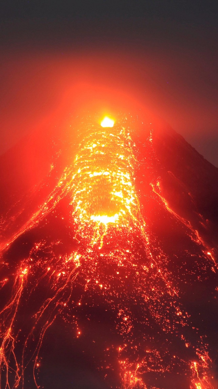 Обои вулкан Майон, Легаспи, вулкан, лава, типы вулканических извержений в разрешении 720x1280