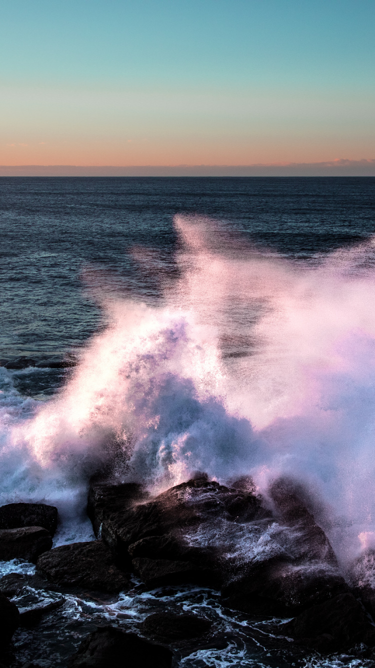 Обои волна, море, океан, природа, морская вода в разрешении 750x1334