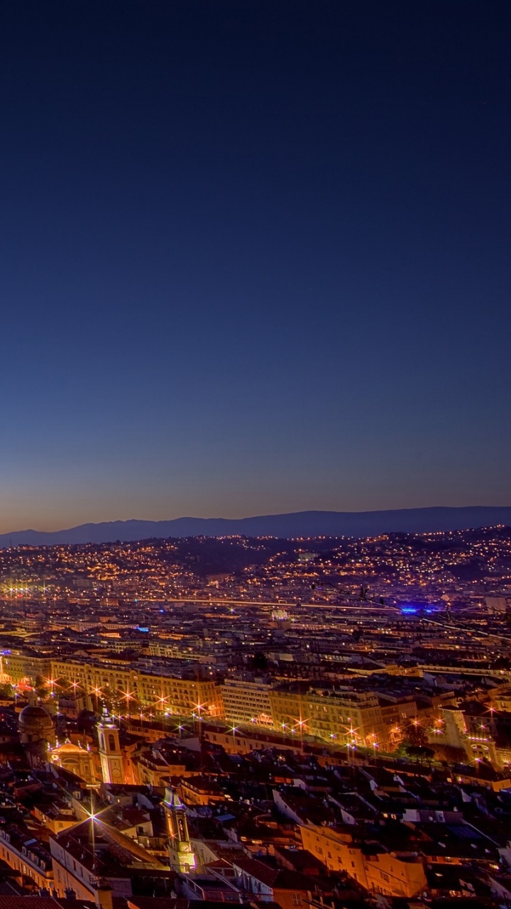 Обои горизонт, вечер, город, Восход, водохранилище в разрешении 720x1280