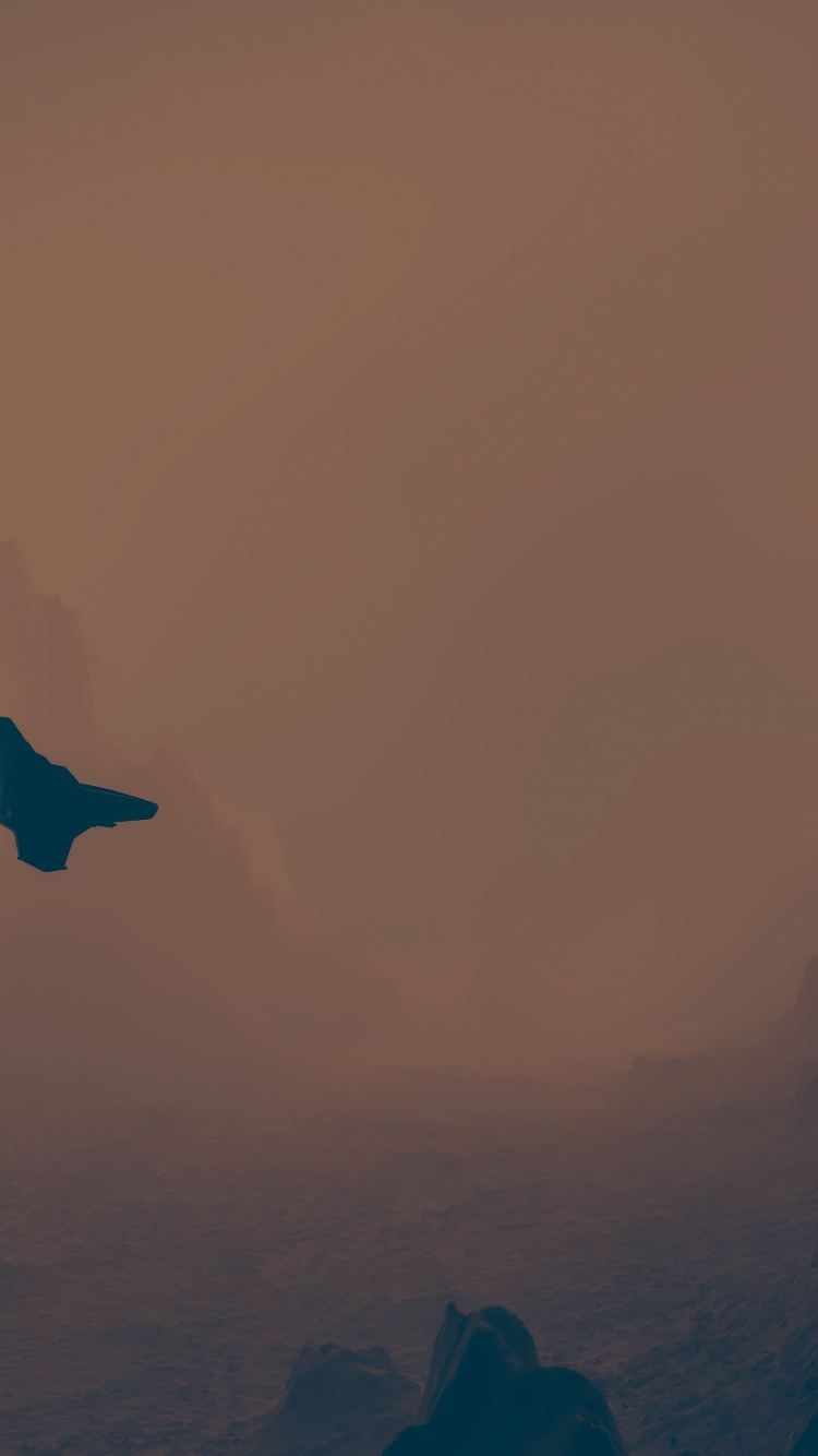 Обои атмосфера, дымка, гора, крыло, пейзаж в разрешении 750x1334