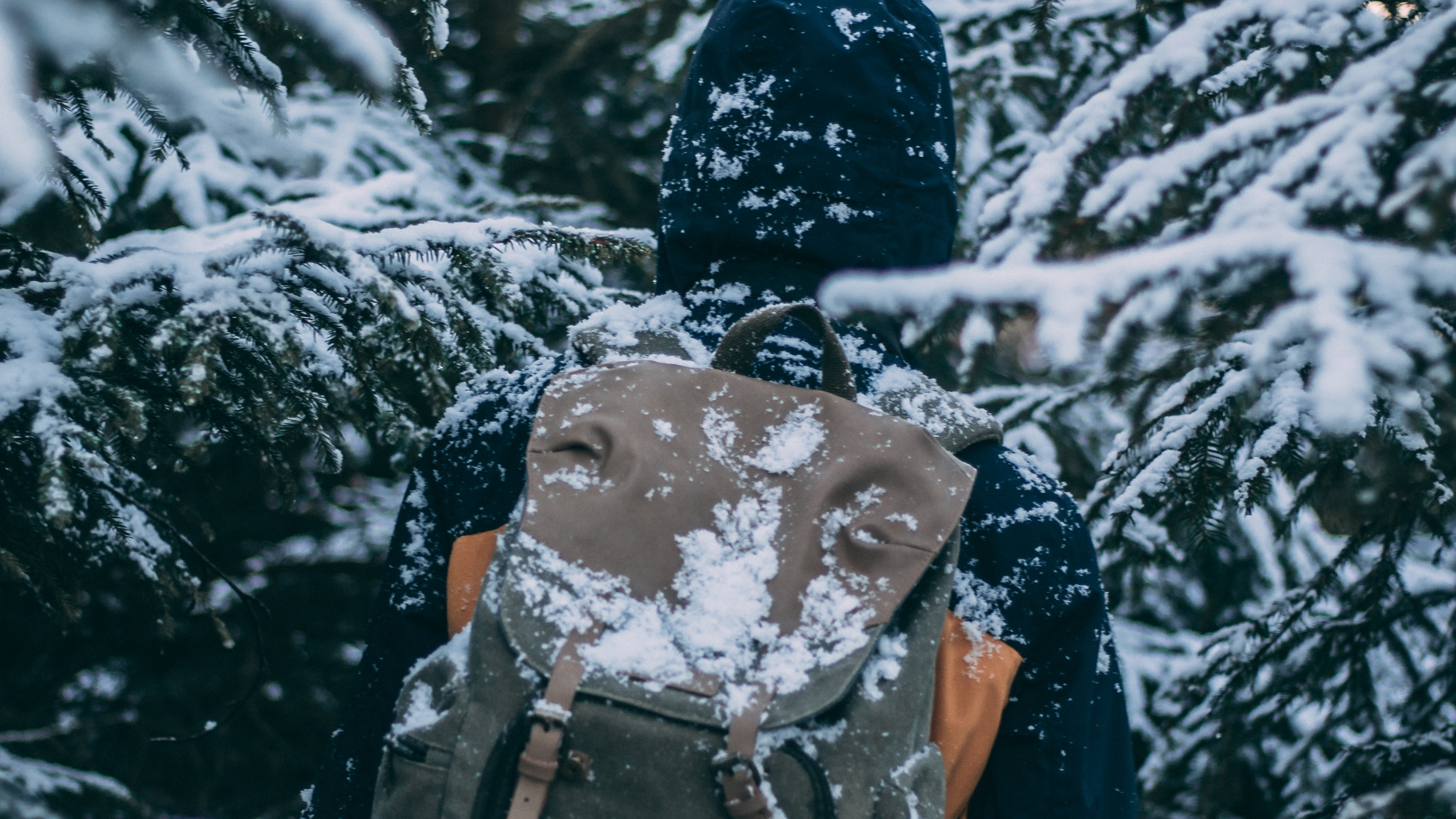 Обои рюкзак, снег, путешествие, туризм, зима в разрешении 3840x2160