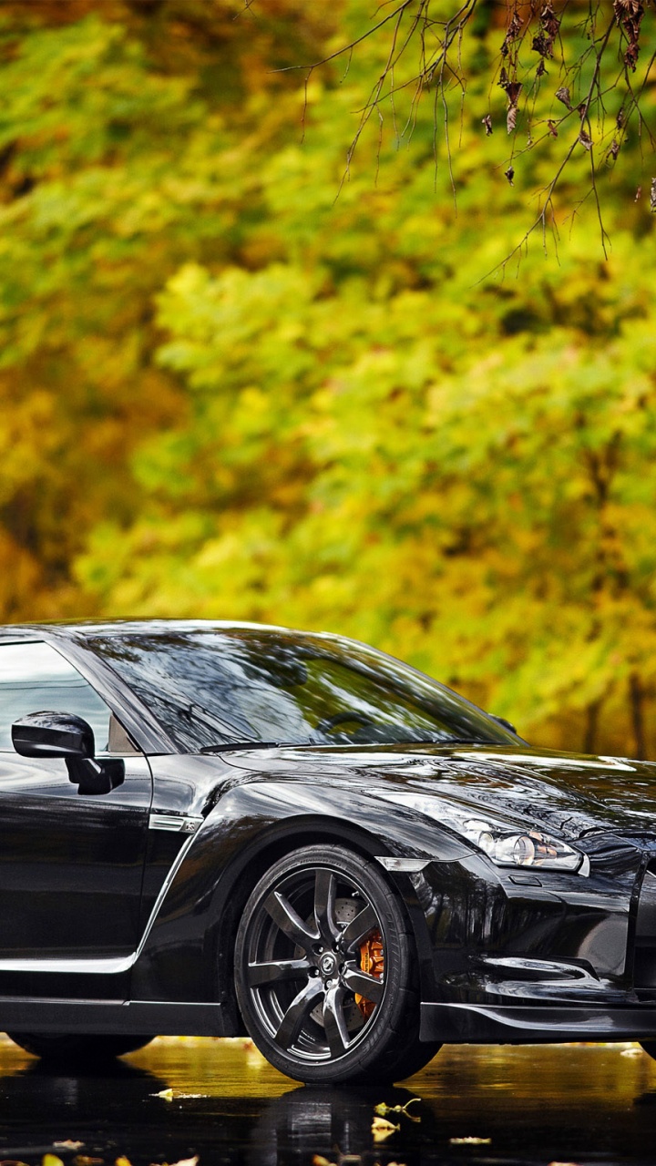 Обои авто, Ниссан, спорткар, Nissan GT-R Black, суперкар в разрешении 720x1280