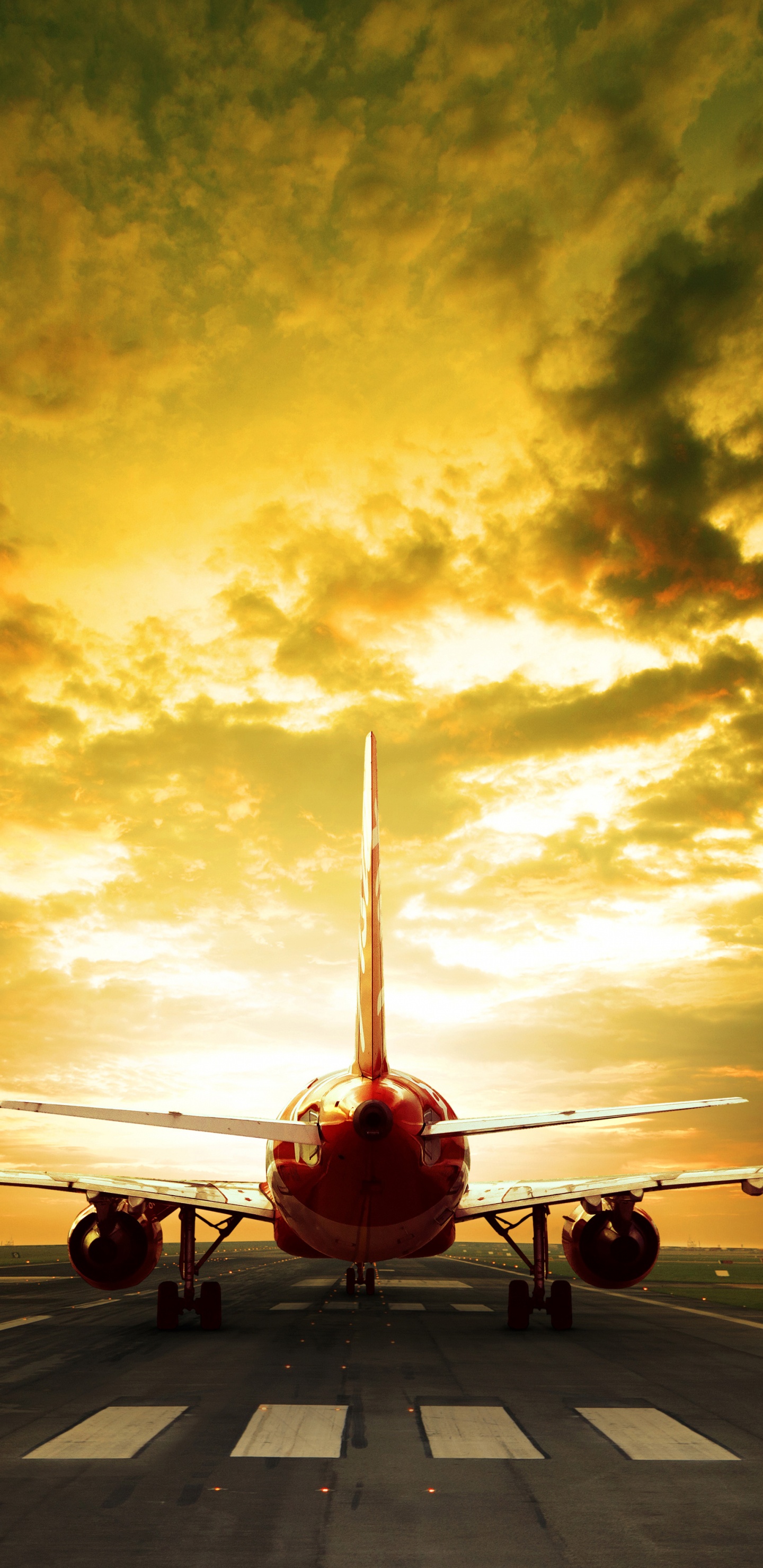 Обои самолет, самолеты, полет, дорожка, авиация в разрешении 1440x2960