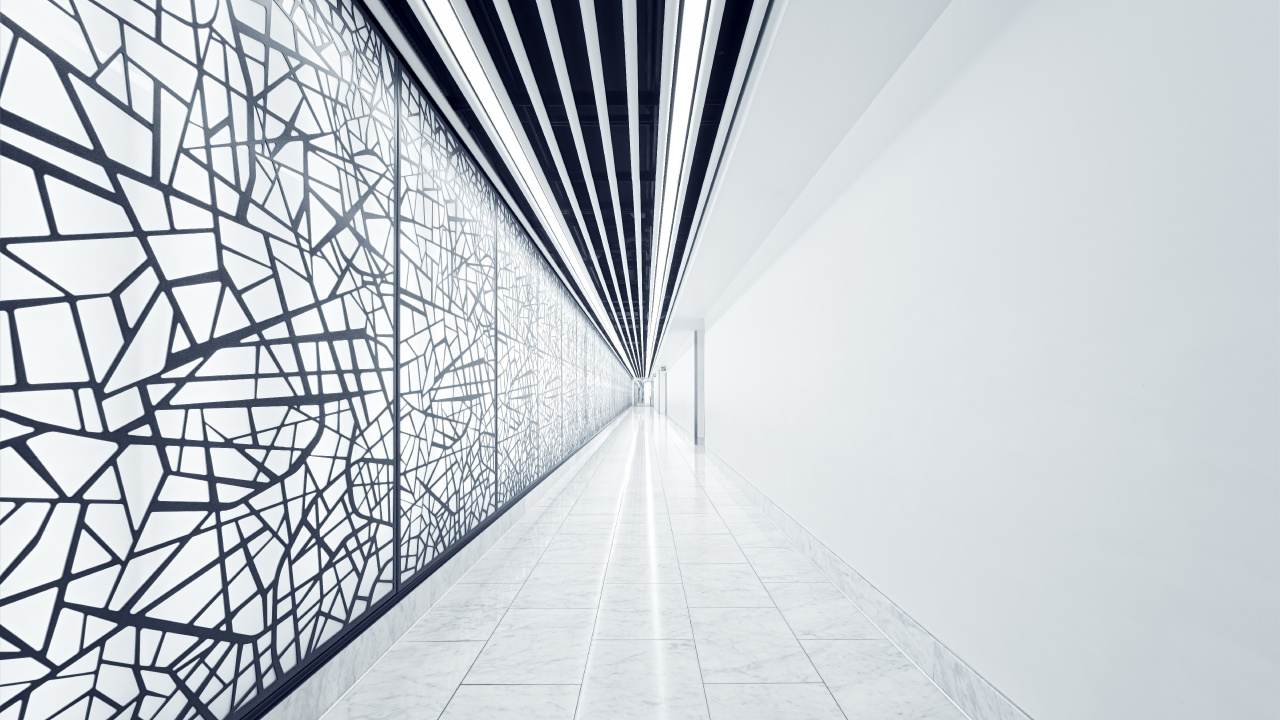 Обои архитектура, черный и белый, дизайн, белые, линия в разрешении 1280x720