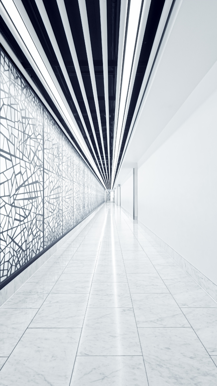 Обои архитектура, черный и белый, дизайн, белые, линия в разрешении 750x1334