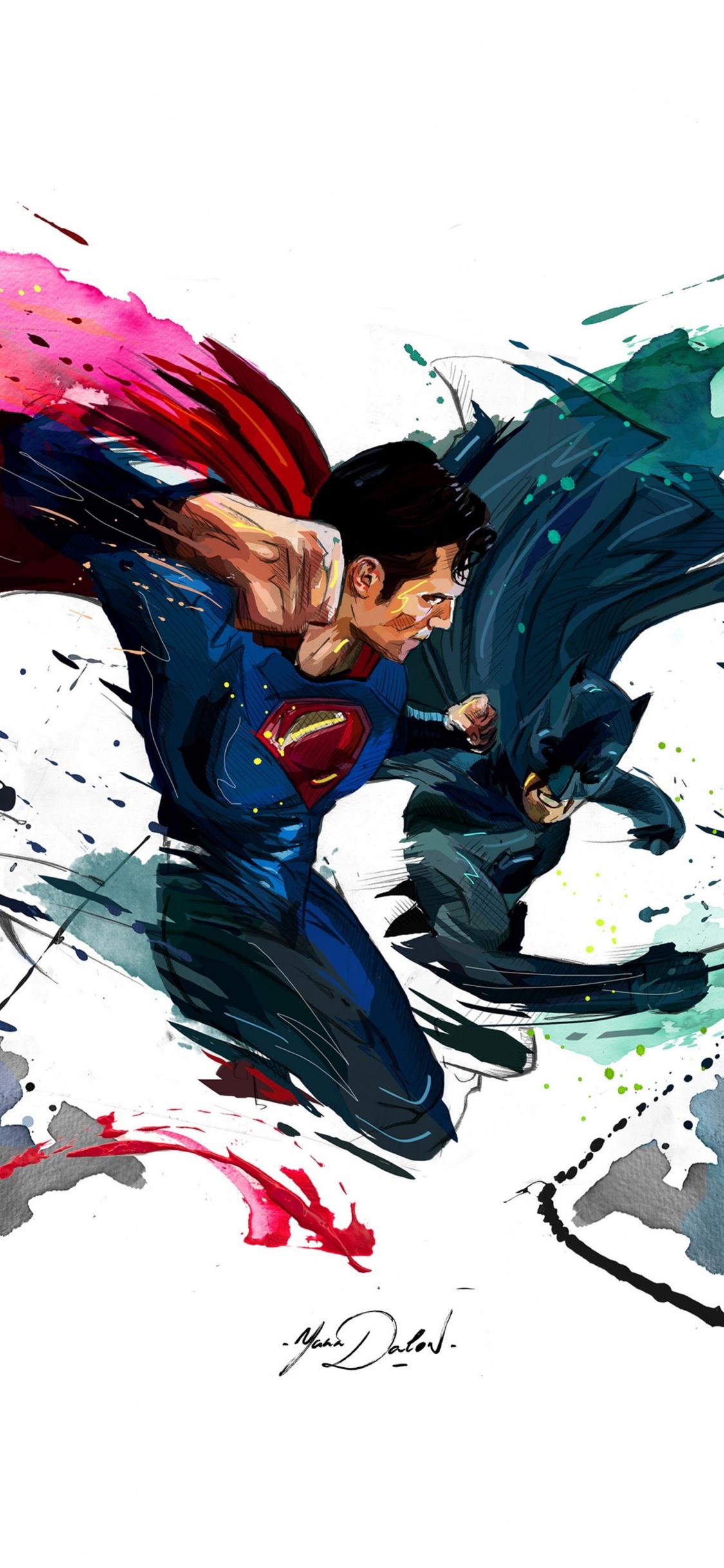 Обои Бэтмен против Супермена на заре справедливости, Супермен, Бэтмен, супергерой, комиксы dc в разрешении 1125x2436