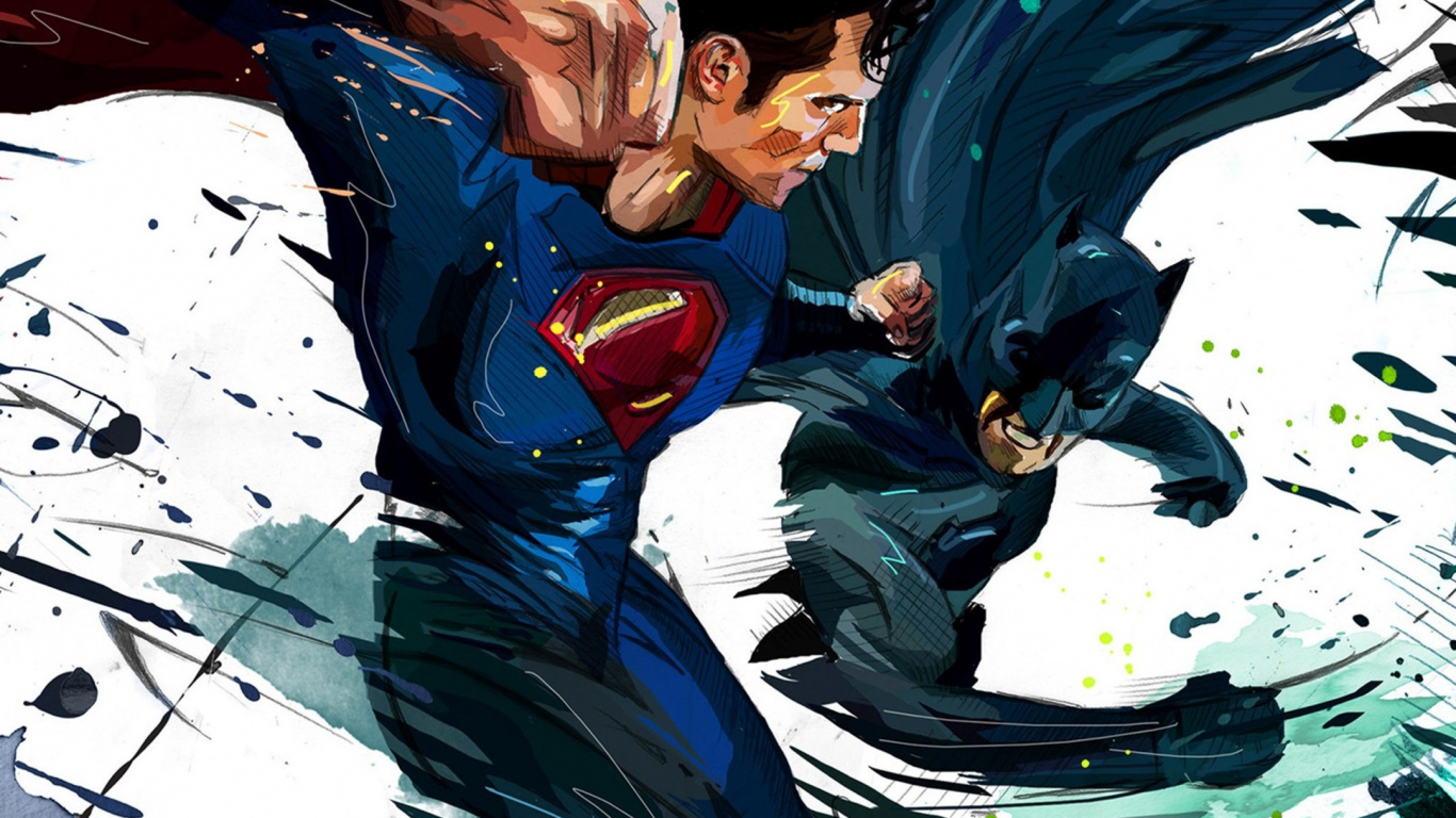 Обои Бэтмен против Супермена на заре справедливости, Супермен, Бэтмен, супергерой, комиксы dc в разрешении 1366x768