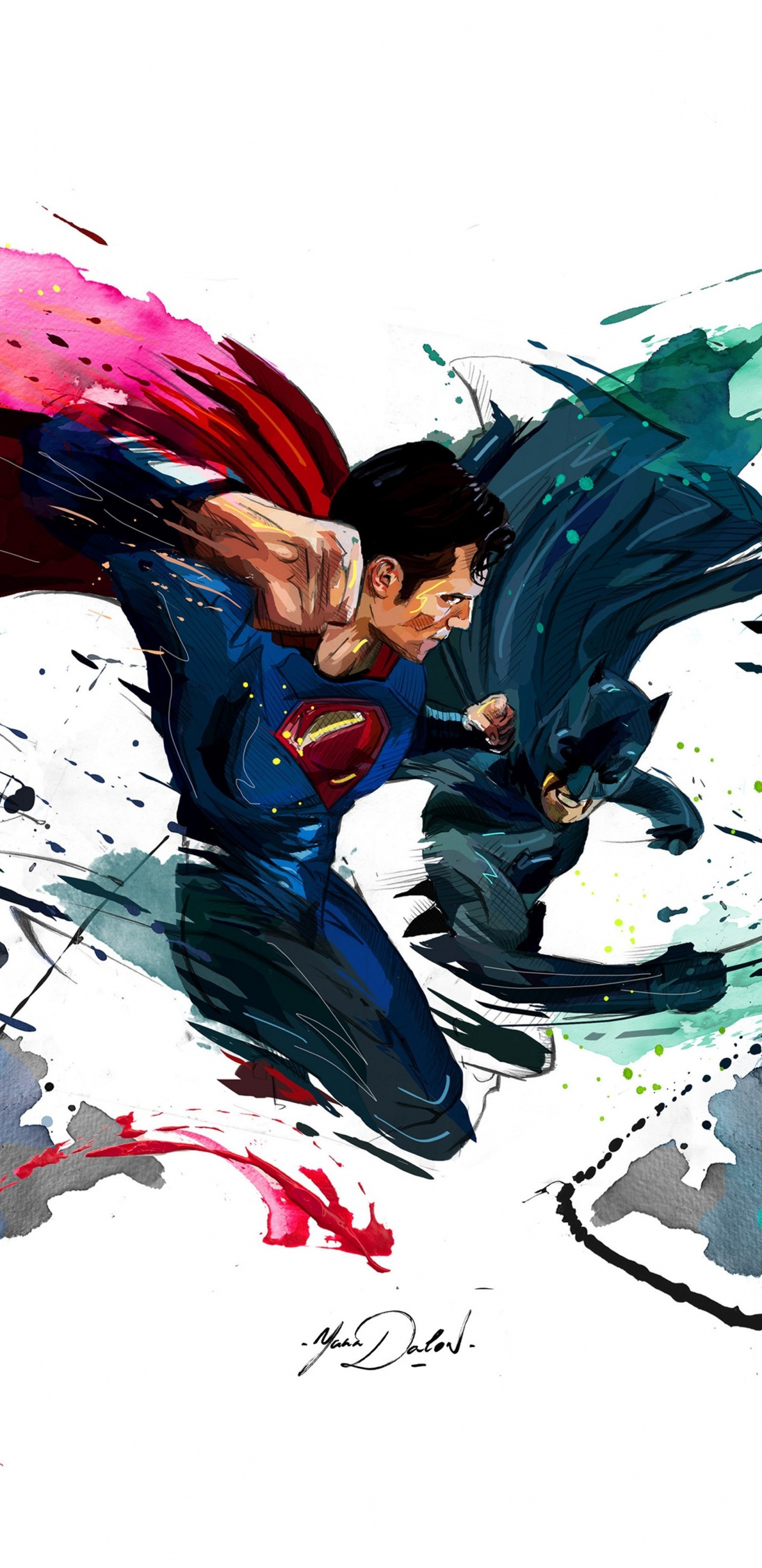 Обои Бэтмен против Супермена на заре справедливости, Супермен, Бэтмен, супергерой, комиксы dc в разрешении 1440x2960