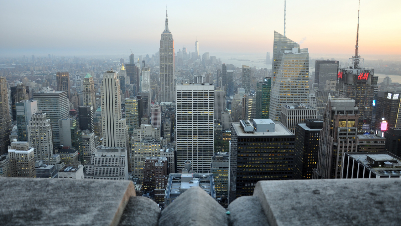Обои Нью-Йорк, небоскреб, городской пейзаж, город, городской район в разрешении 1280x720