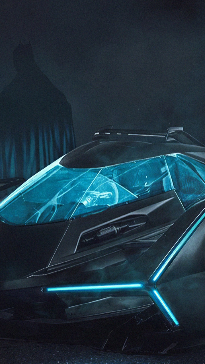 Обои суперкар, гоночный автомобиль, графика, темнота, автомобильное освещение в разрешении 720x1280