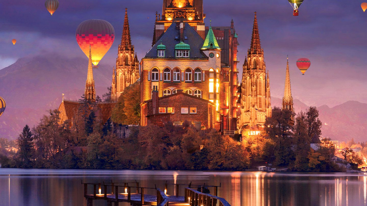 Обои вода, здание, дневное время, облако, свет в разрешении 1280x720