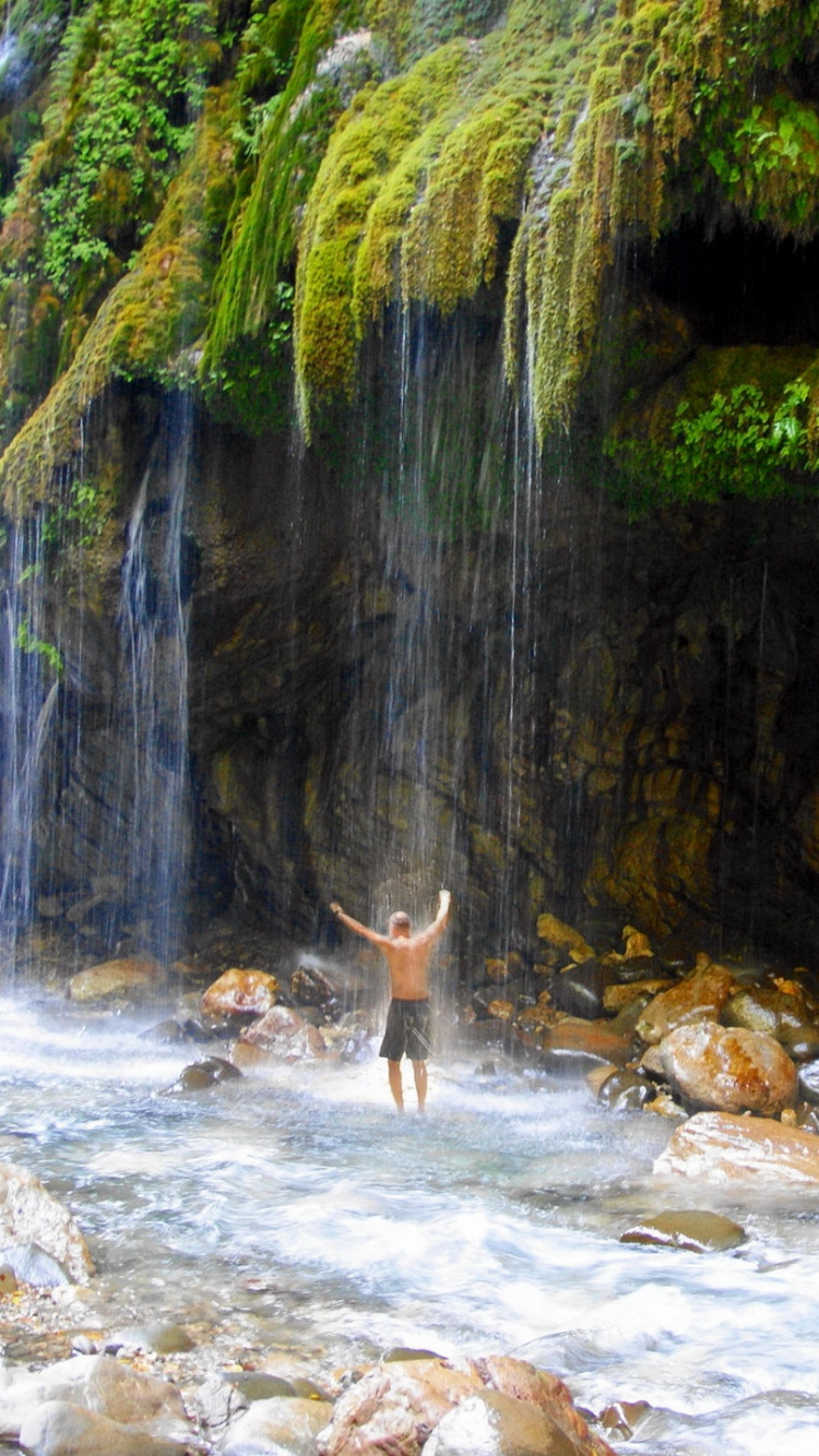 Обои Греция, водопад, водоем, гидроресурсы, природа в разрешении 750x1334