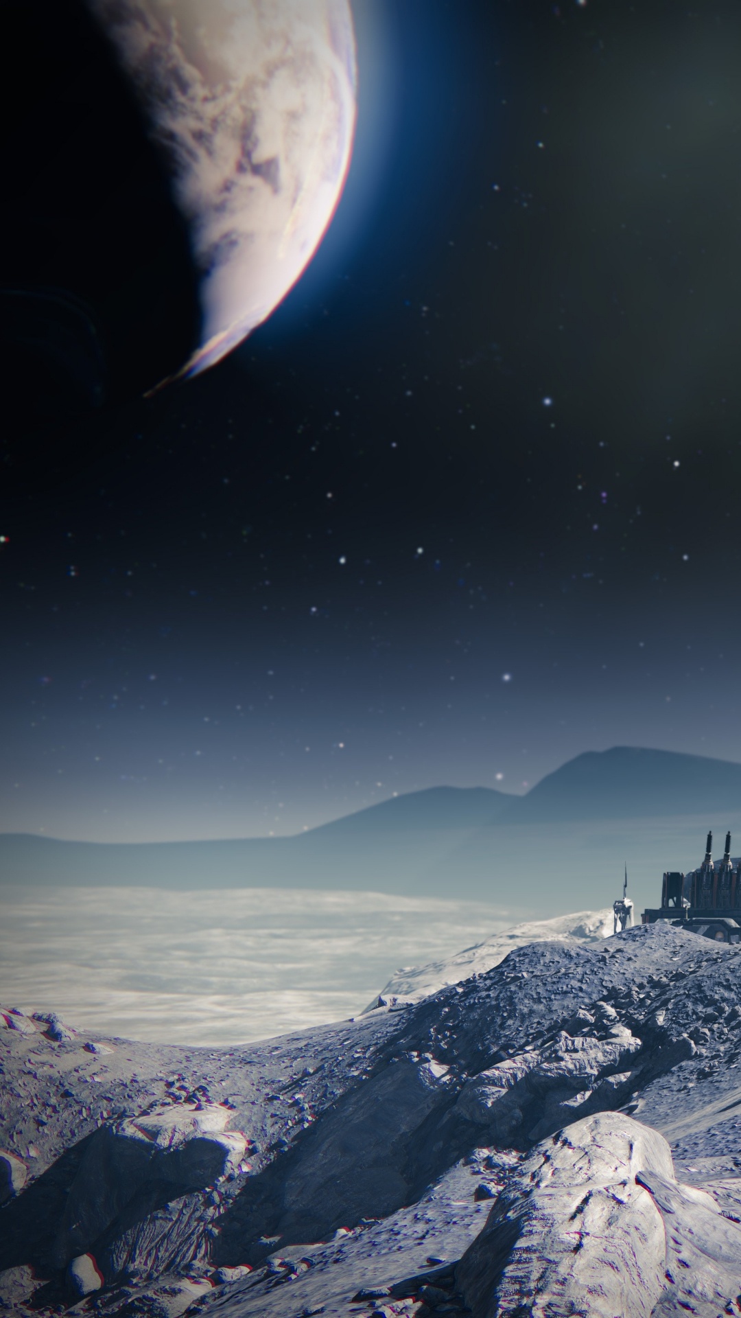 Обои bungie, луна, космическое пространство, атмосфера, космос в разрешении 1080x1920