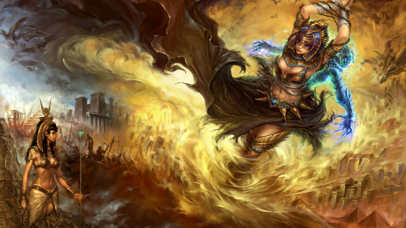 Обои Древний Египет, Египет, мифология, арт, демон в разрешении 1366x768