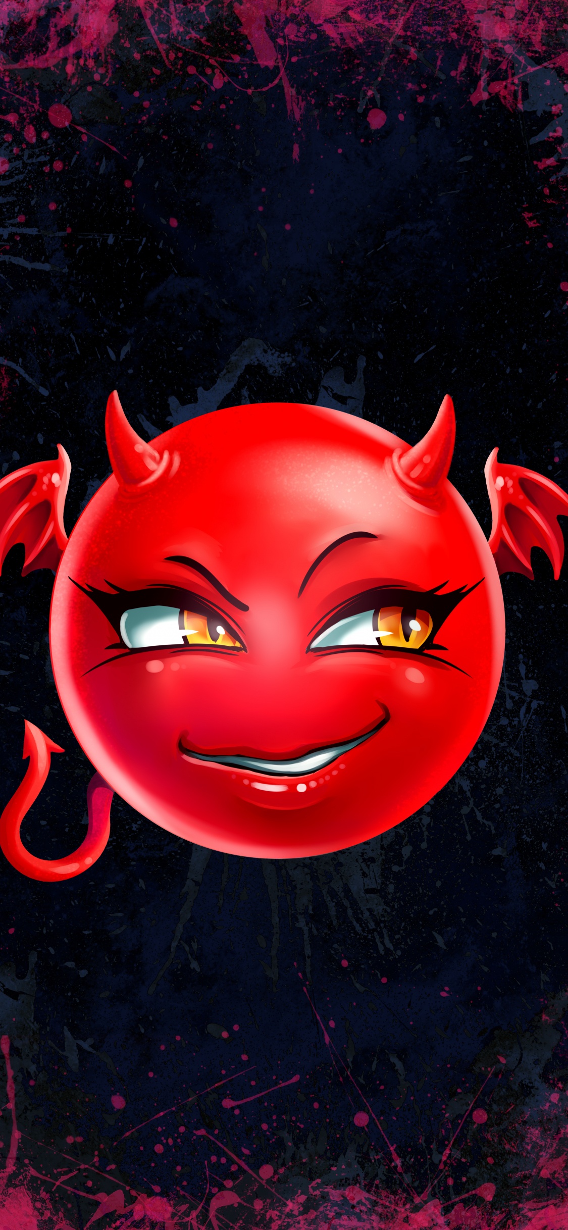 Обои эмоджи, эмодзи черепа, улыбчивый, смайлик цвета яблока, красный цвет в разрешении 1125x2436