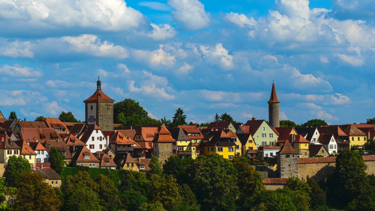 Обои Ротенбург-об-дер-Таубер, Венеция, городок, облако, населенный пункт в разрешении 1280x720