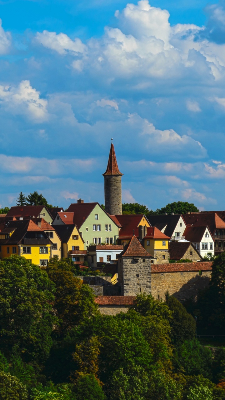 Обои Ротенбург-об-дер-Таубер, Венеция, городок, облако, населенный пункт в разрешении 720x1280