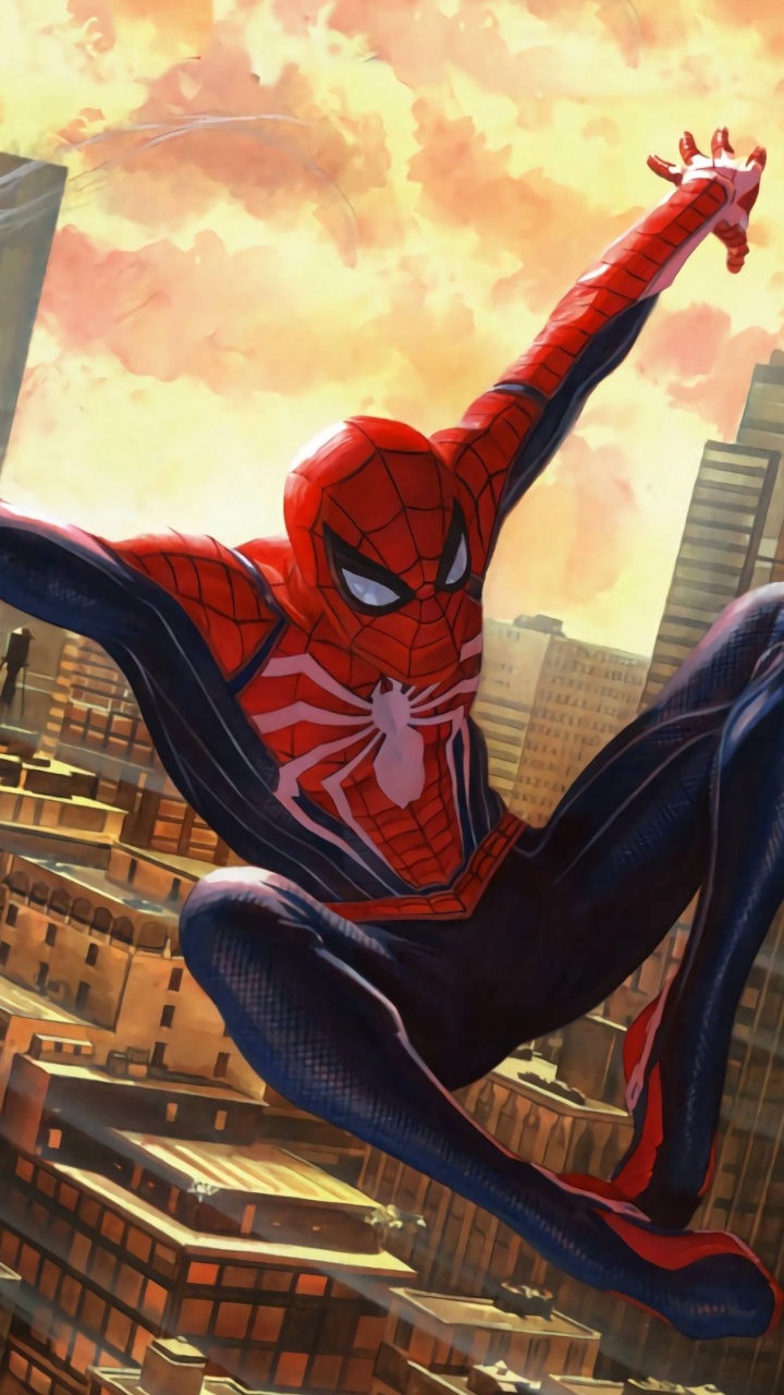 Обои человек-паук, супергерой, приключенческая игра, компьютерная игра, иллюстрация в разрешении 720x1280