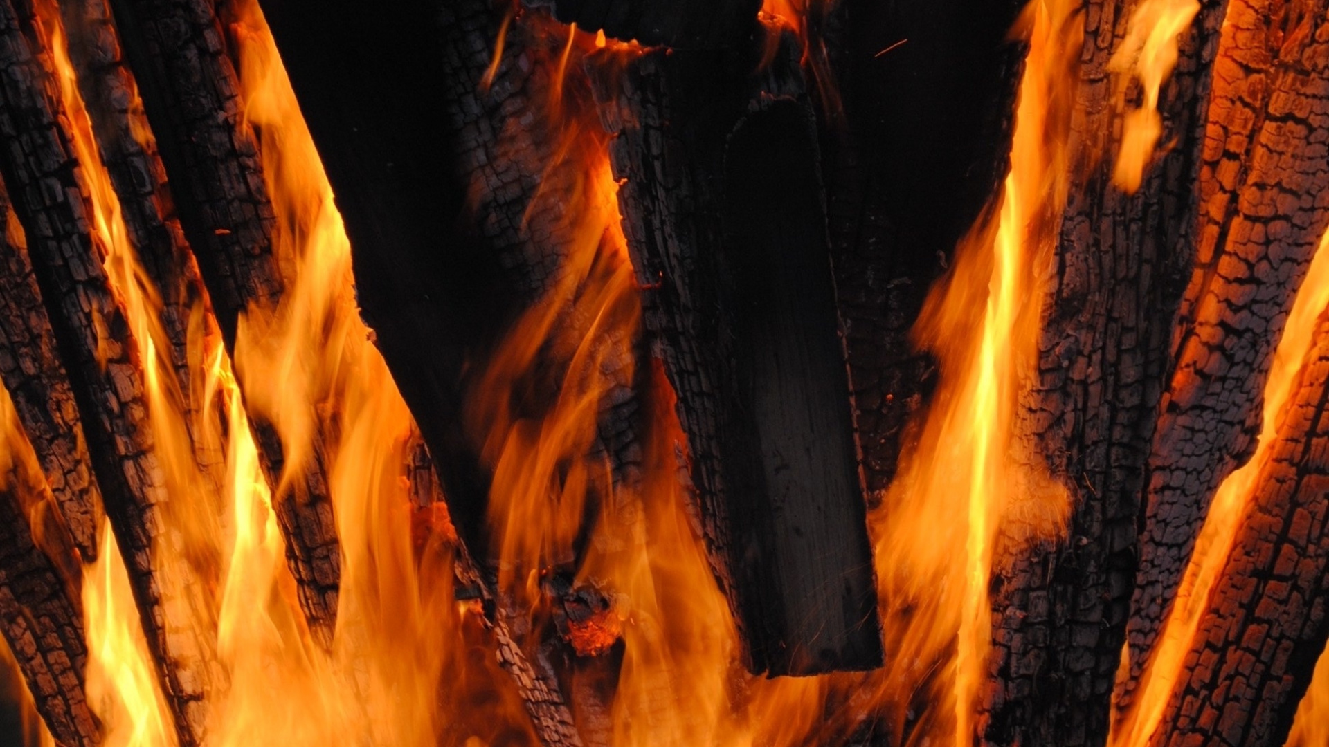 Обои пламя, дрова, огонь, зола, тепло в разрешении 1920x1080