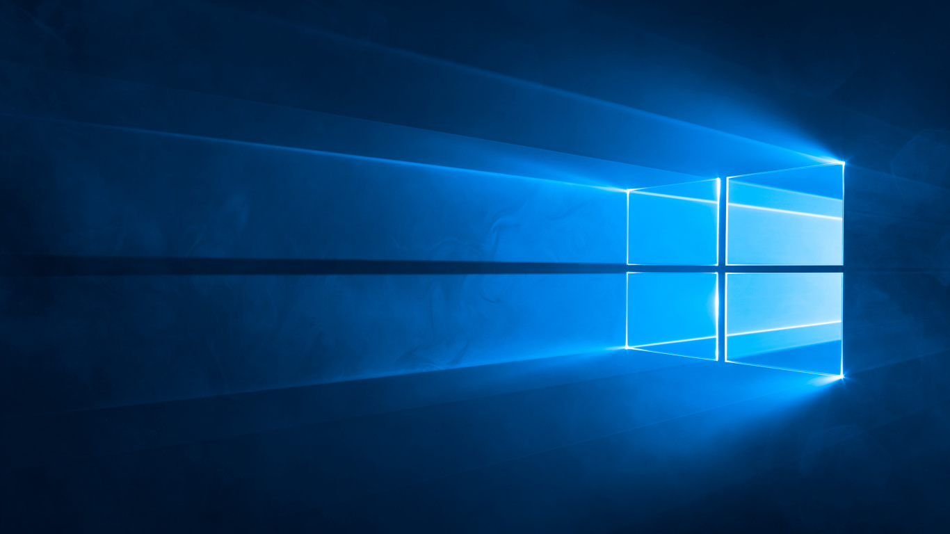 Обои windows 10, microsoft windows, синий, свет, освещение в разрешении 1366x768