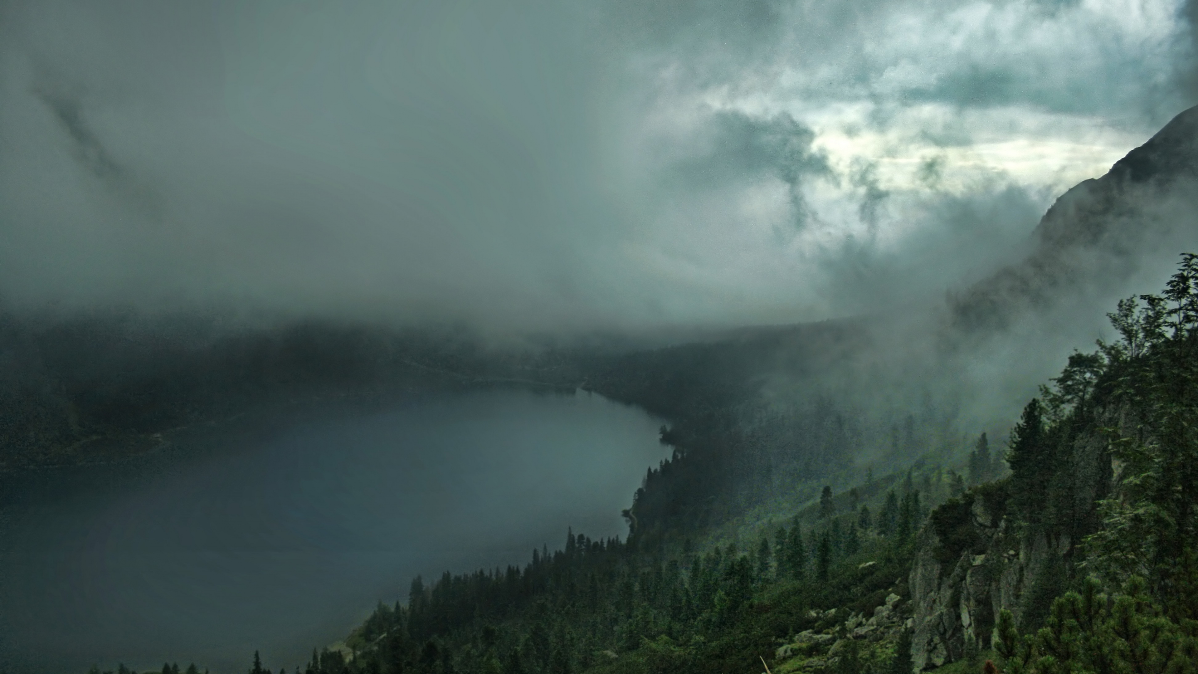 Обои туман, облако, горная станция, нагорье, гора в разрешении 3840x2160