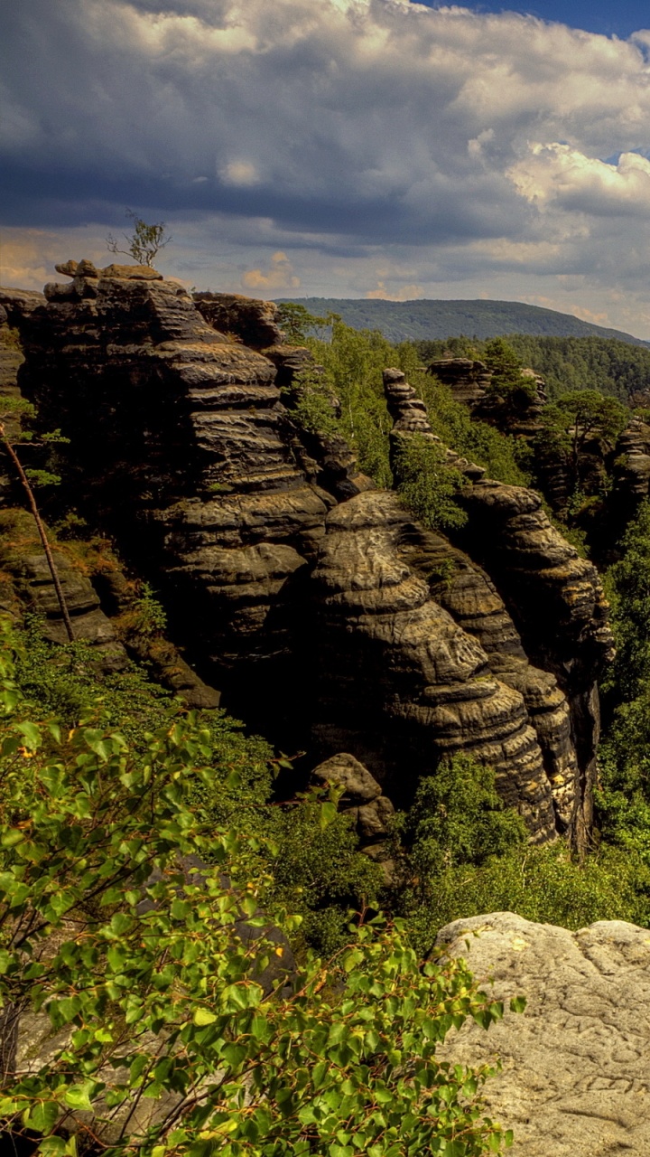 Обои горный рельеф, природа, нагорье, растительность, дикая местность в разрешении 720x1280