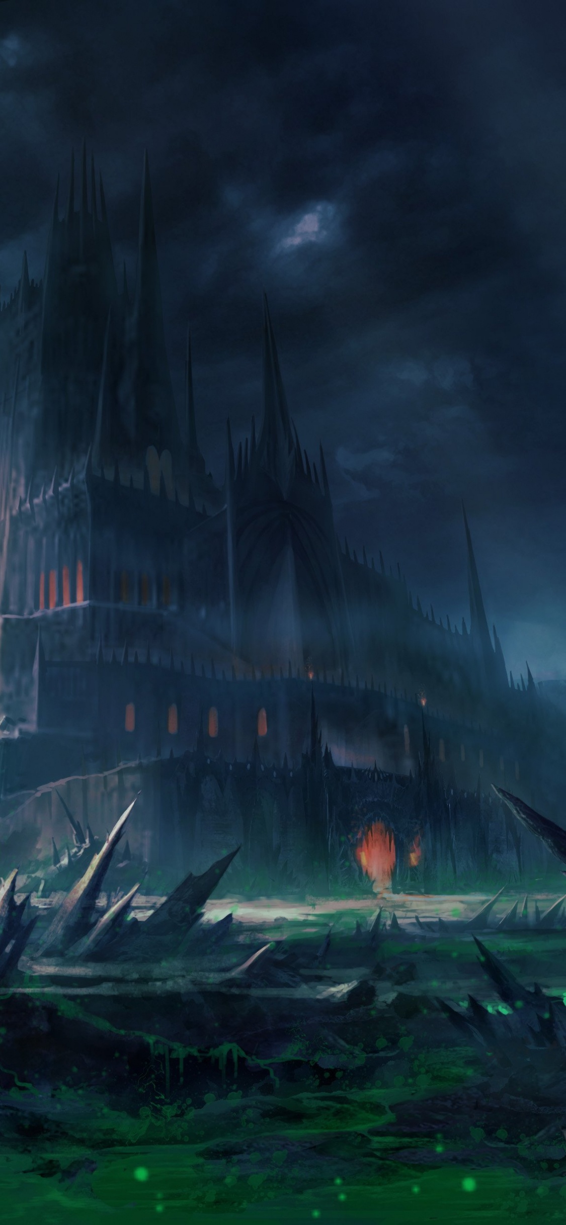 Обои арт, темнота, атмосфера, биом, пейзаж в разрешении 1125x2436