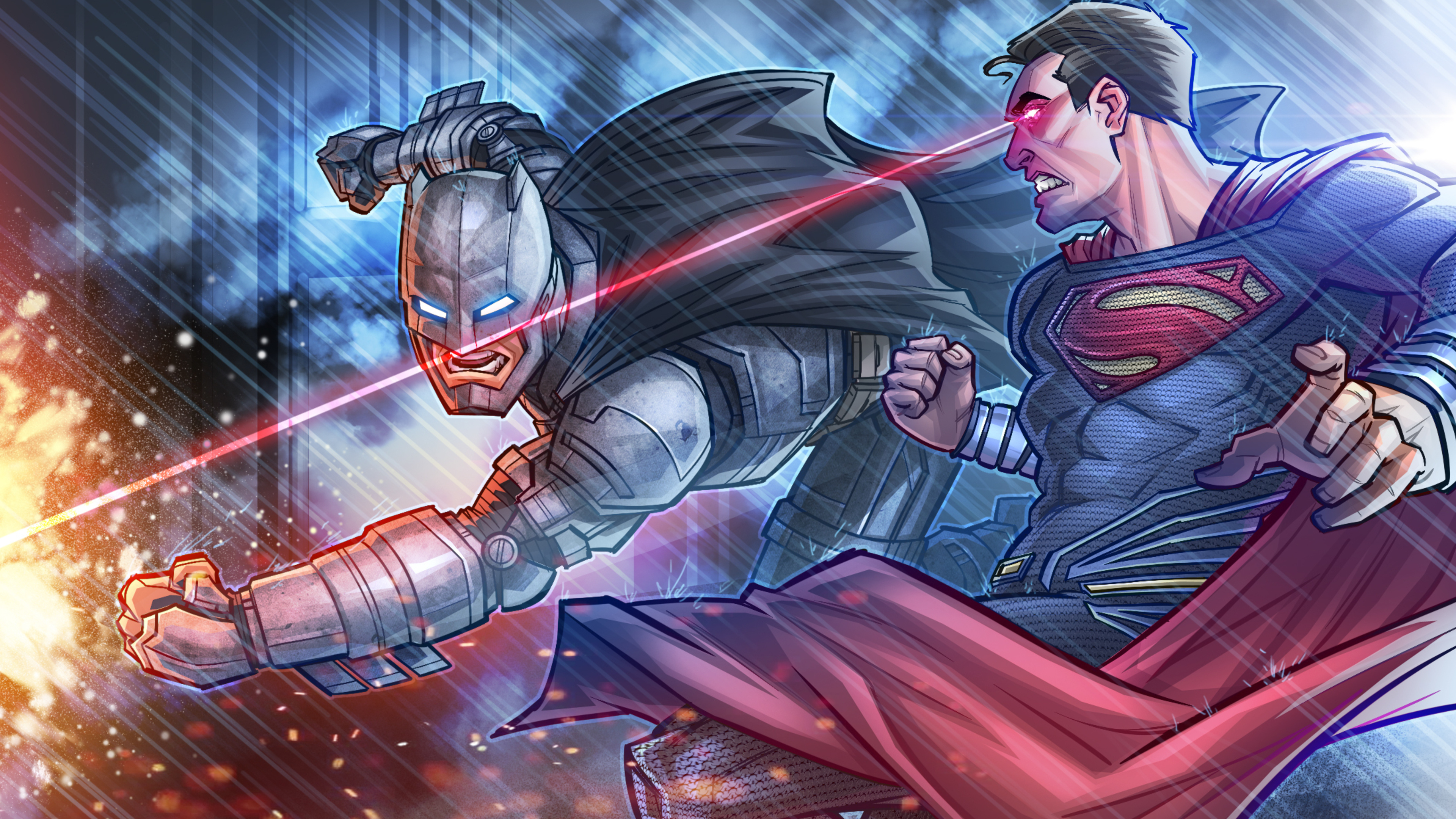 Обои Супермен, Бэтмен, комиксы, комиксы dc, супергерой в разрешении 3840x2160