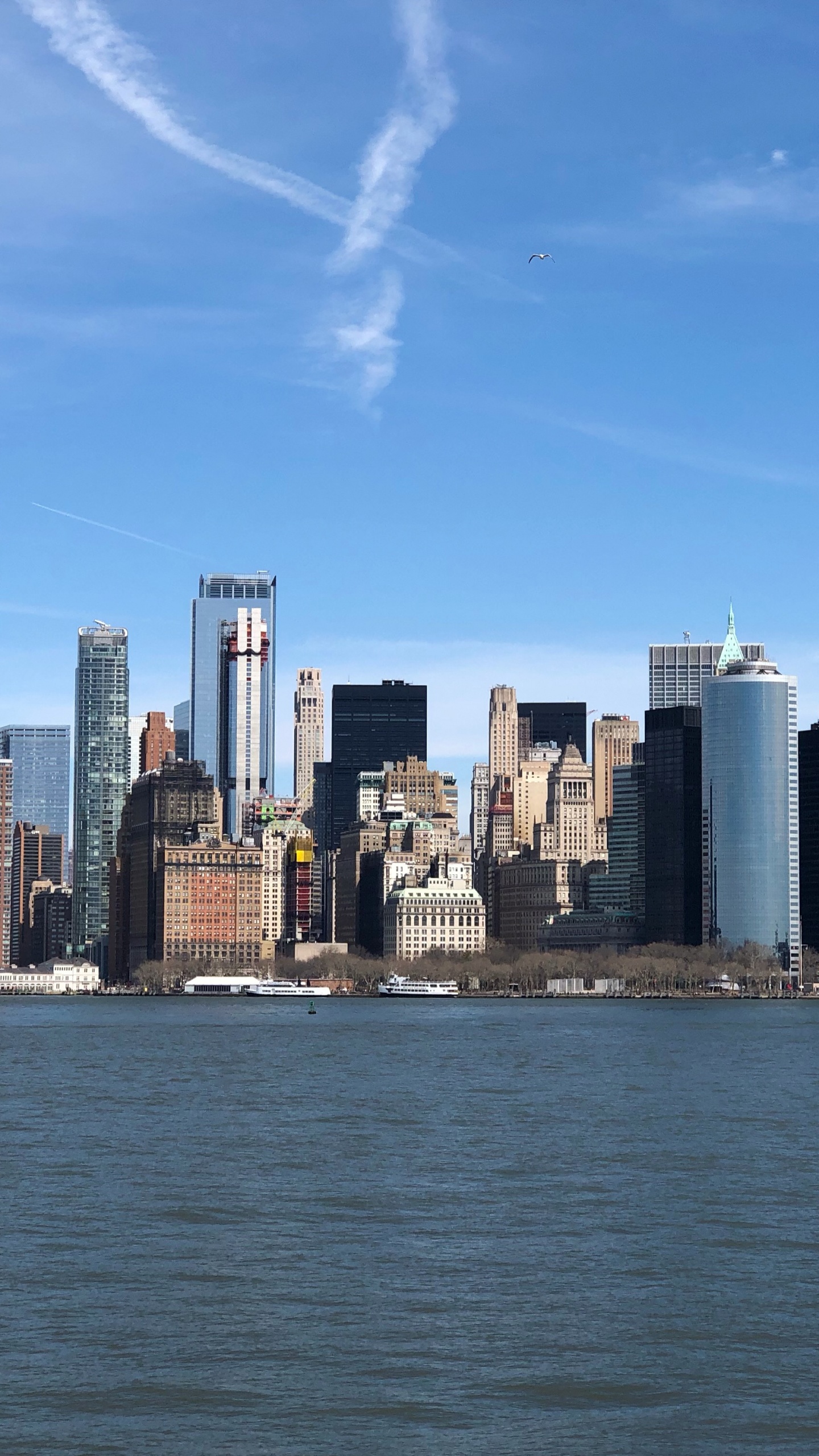 Обои Нью-Йорк, НьюЙорк, небоскреб, Паром Статен-Айленд, вода в разрешении 1440x2560