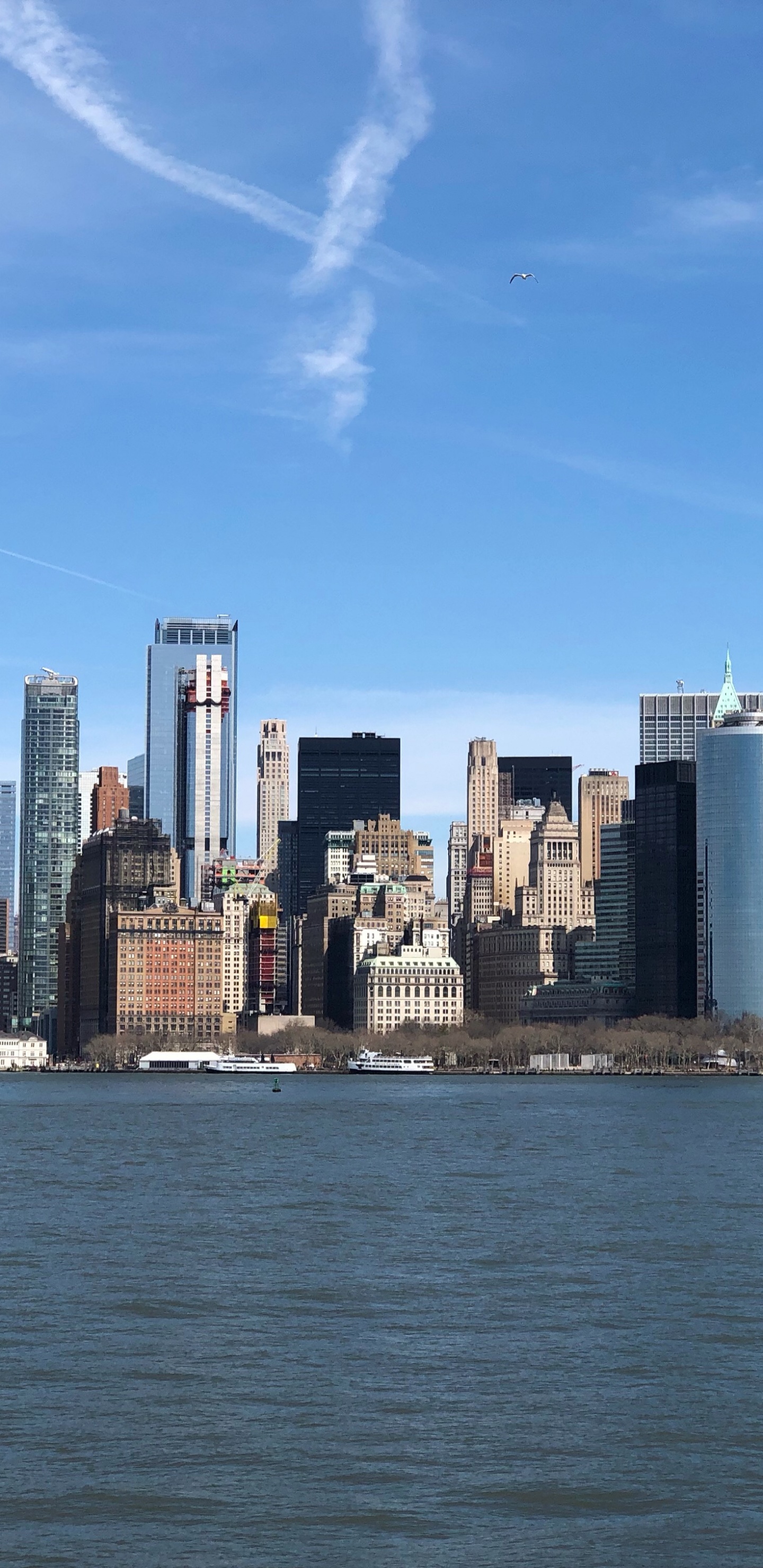 Обои Нью-Йорк, НьюЙорк, небоскреб, Паром Статен-Айленд, вода в разрешении 1440x2960