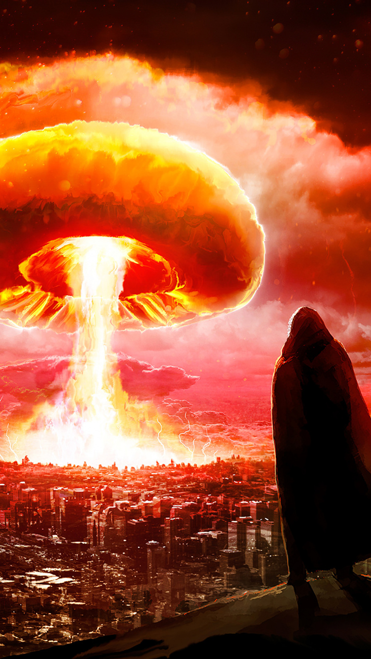 Обои ядерный взрыв, взрыв, ядерная война, грибовидное облако, ядерная бомба в разрешении 750x1334