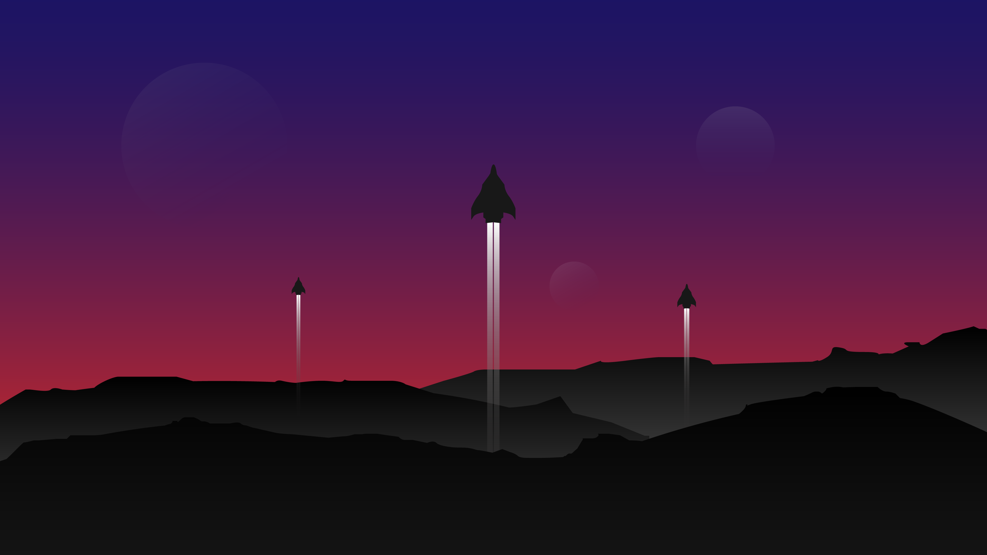 Обои космос, ракета, космический полет, атмосфера, красный цвет в разрешении 3840x2160